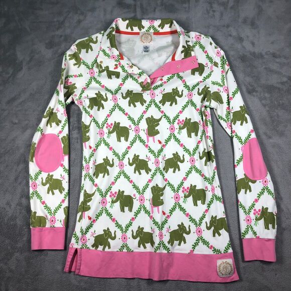 The Beaufort Bonnet Company Tops - Beaufort Bonnet Company Tunic Top Womens Medium Highland Park Peanut Elephant